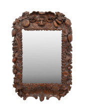 CARVED WALNUT MIRROR, MANNER G