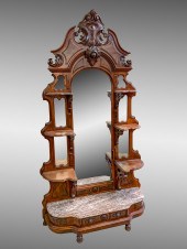 CARVED WALNUT MULTI-TIER ETAGE