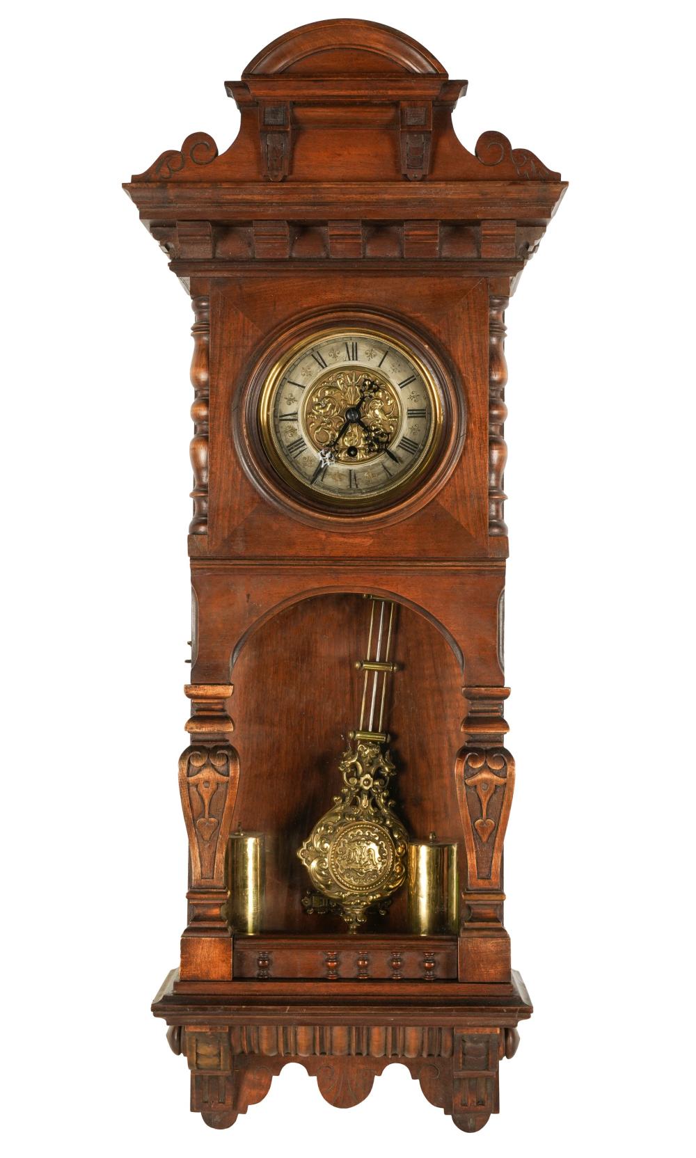 CARVED WALNUT REGULATOR WALL