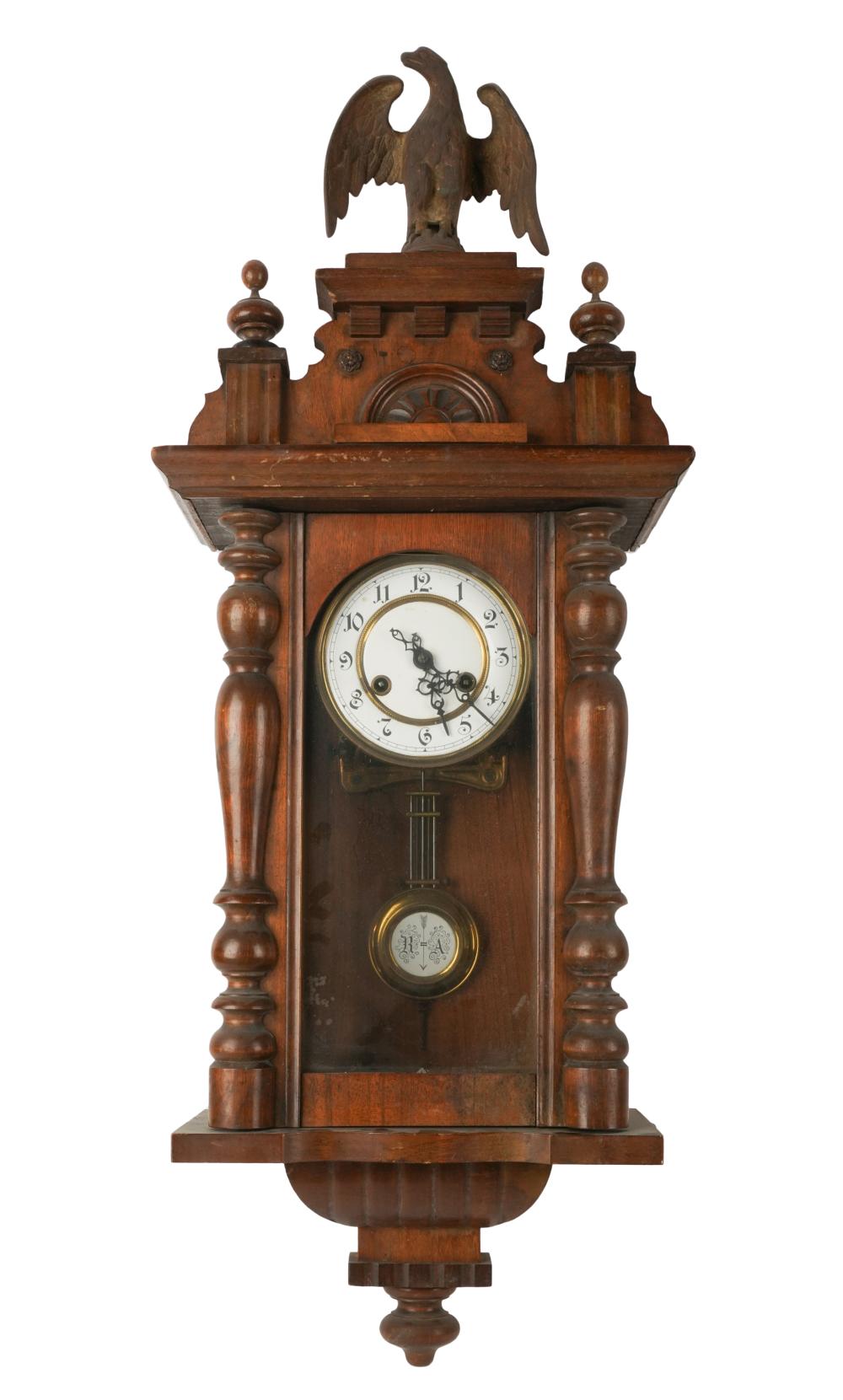 CARVED WALNUT REGULATOR WALL