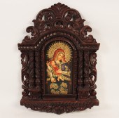 CARVED WALNUT TABERNACLE WITH