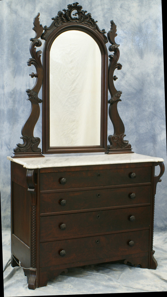 Carved walnut Victorian bureau with