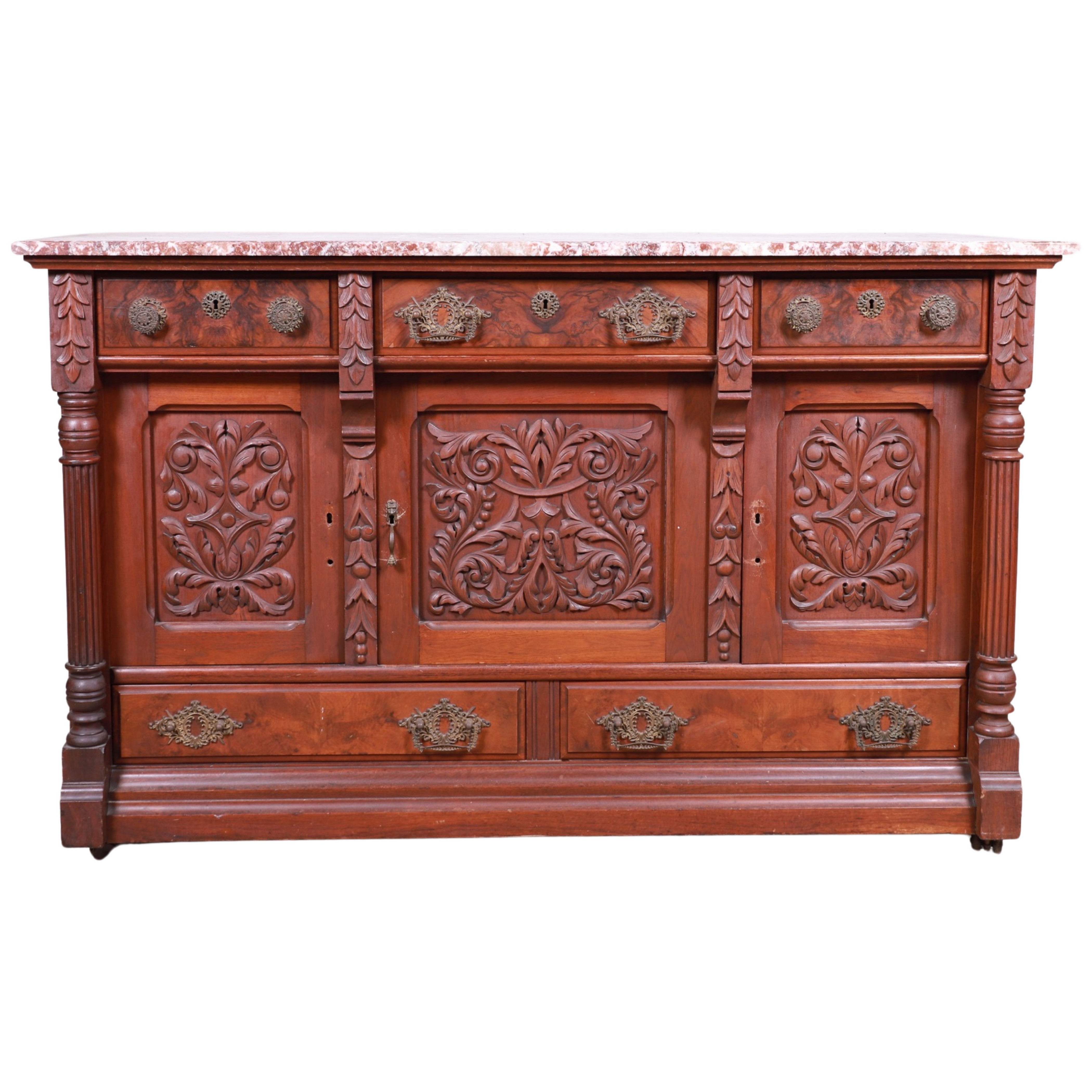 Carved walnut Victorian marbletop