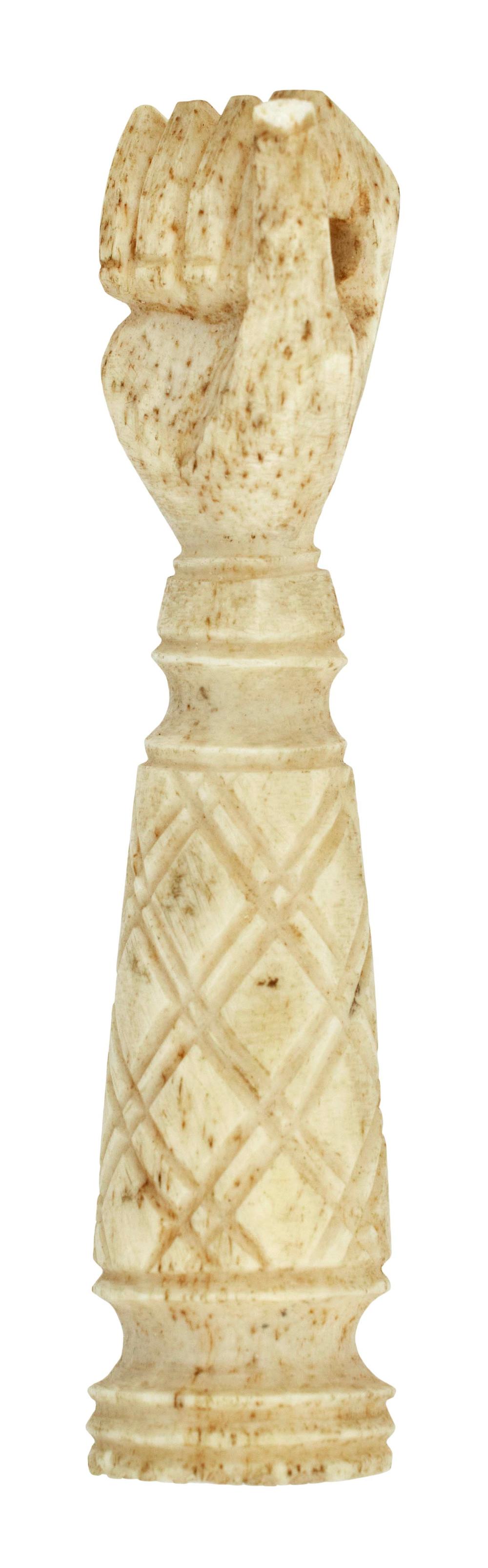 CARVED WHALEBONE CLENCHED FIST PIPE