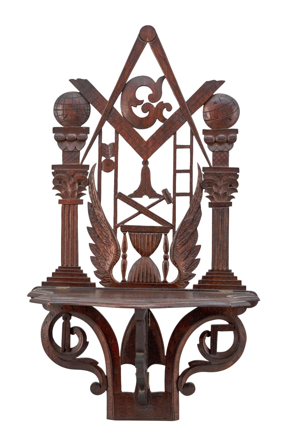 CARVED WHATNOT SHELF ATTRIBUTED