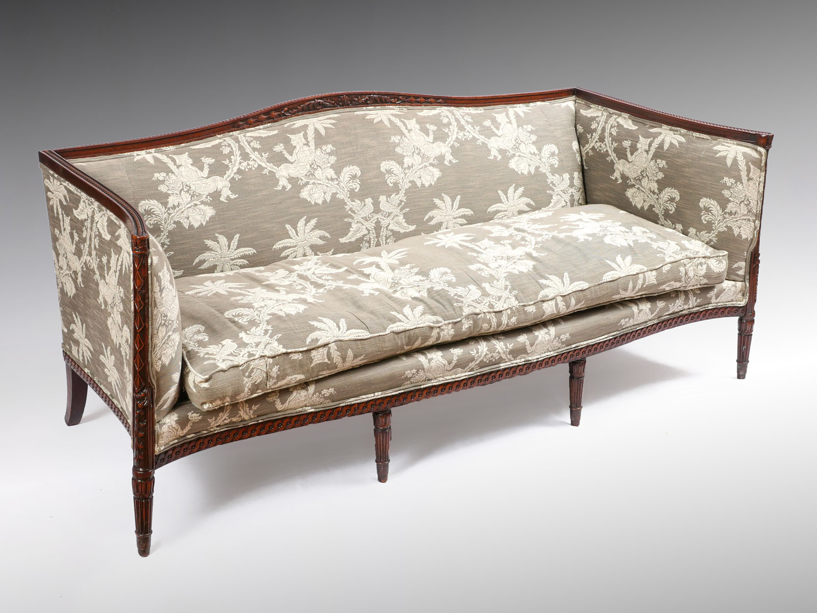 CARVED WHITE AND GREY SOFA: