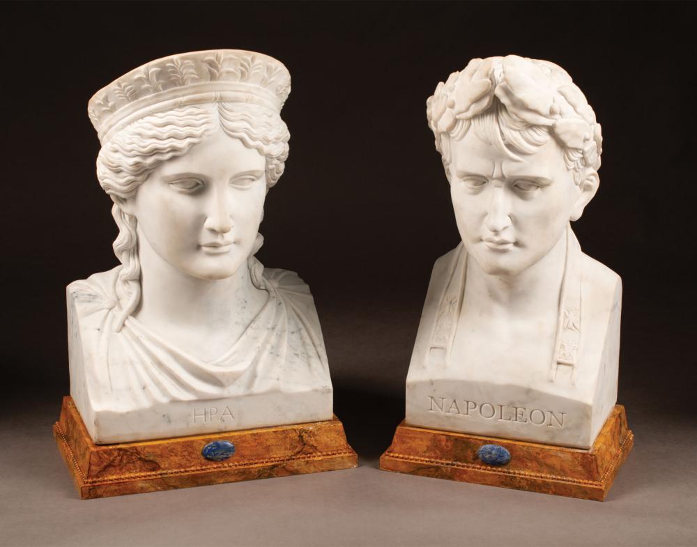 CARVED WHITE MARBLE BUSTSTwo