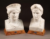 CARVED WHITE MARBLE BUSTSTwo N