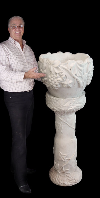CARVED WHITE MARBLE JARDINIERE