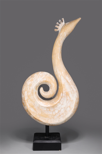 Carved white washed swan princess