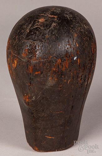 CARVED WIG STAND, 19TH C.Carved wig