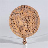 Carved wood African circular t