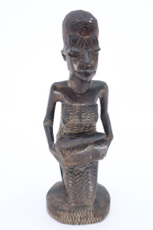 CARVED WOOD AFRICAN KNEELING F