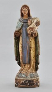Carved Wood and Painted Santos
