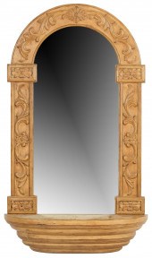 CARVED WOOD ARCHED WALL MIRROR
