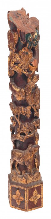 CARVED WOOD ARCHITECTURAL PILL