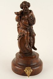 CARVED WOOD BACCHUS FIGURE RAM