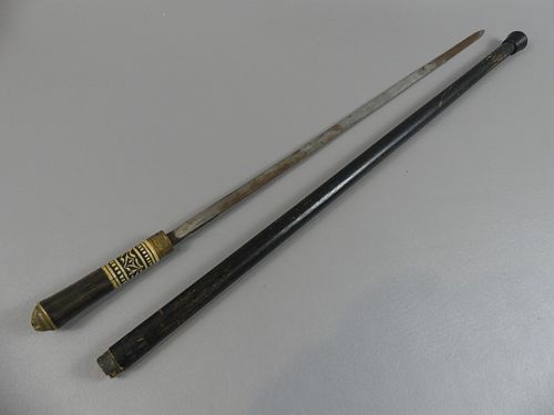 CARVED WOOD & BONE SWORD