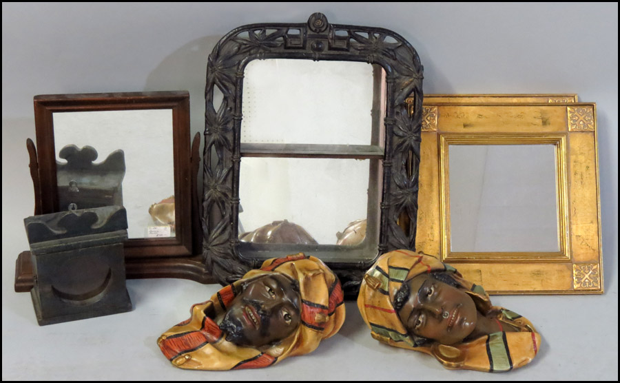 CARVED WOOD BOX FRAMED MIRROR.