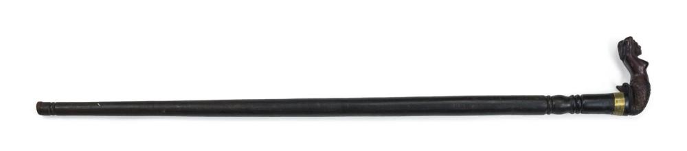 CARVED WOOD CANE WITH MERMAID