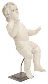 CARVED WOOD CRECHE FIGURE OF C