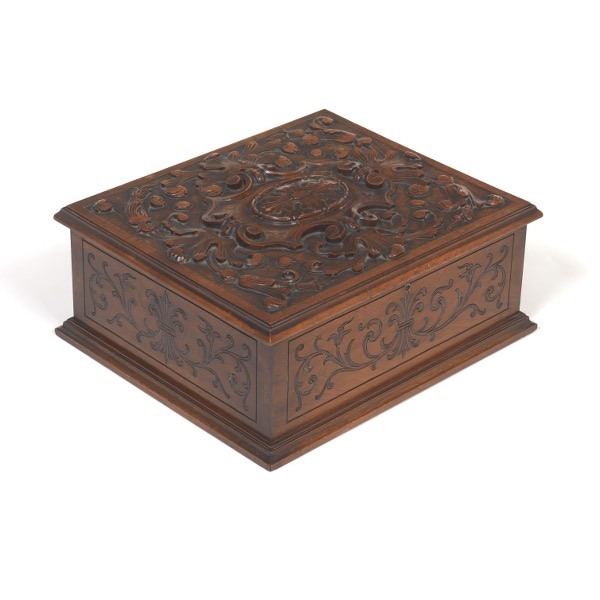 CARVED WOOD DOCUMENT BOX 8 ½" x 20"
