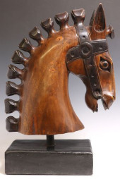 CARVED WOOD DRESSAGE HORSE HEA