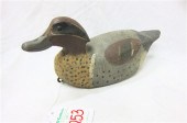 CARVED WOOD DUCK DECOY grey to
