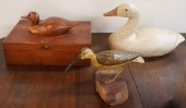 CARVED WOOD DUCK DECOY, SHOREB