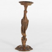 CARVED WOOD EGRET PEDESTAL  26