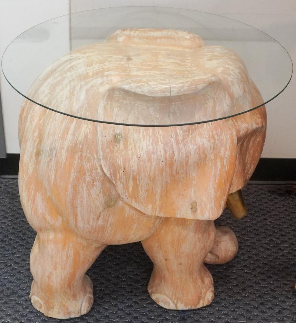 CARVED WOOD ELEPHANT-FORM TABLE