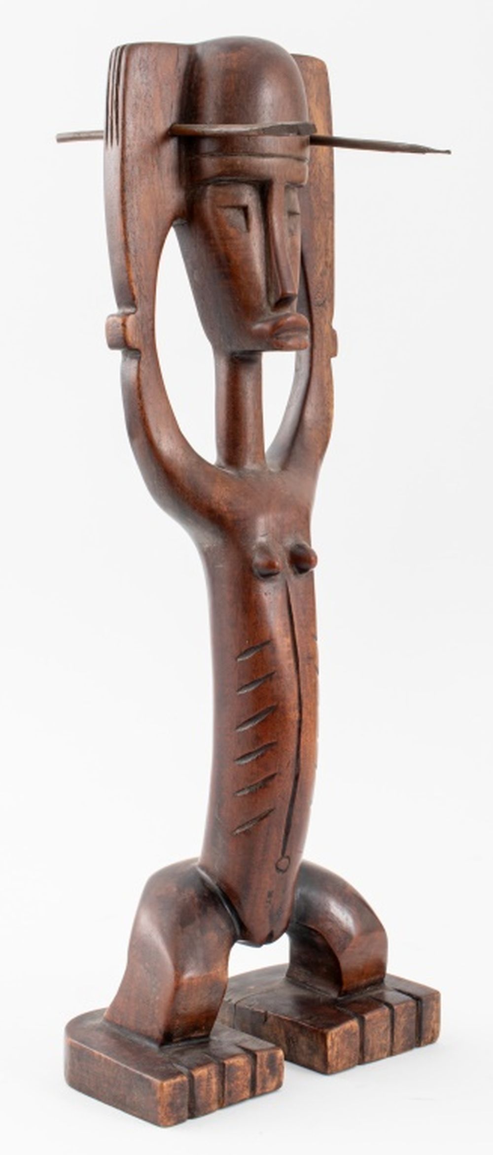 CARVED WOOD FEMALE WARRIOR