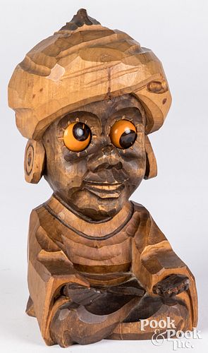 CARVED WOOD FIGURAL CLOCKCarved