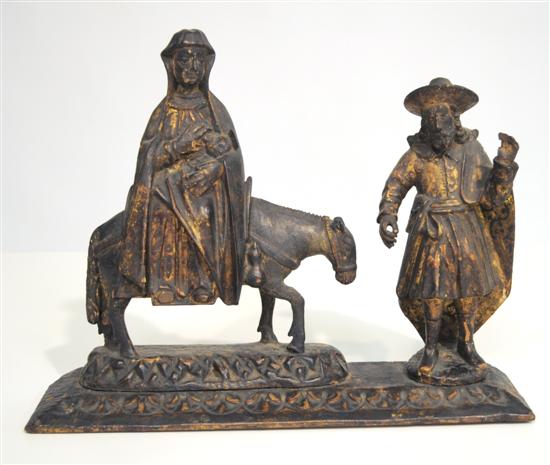 Carved wood figural group 