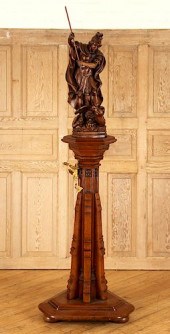 CARVED WOOD FIGURE SAINT GEORG