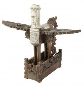 CARVED WOOD FIGUREwith bone in