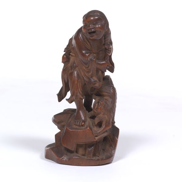 CARVED WOOD FIGURINE 9" x 4" x 4 ½"