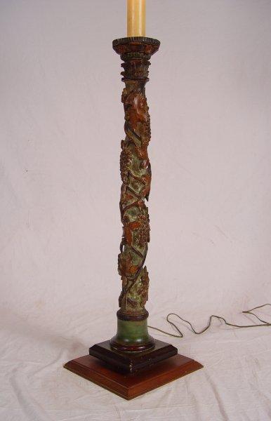 CARVED WOOD FLOOR LAMP: Grape