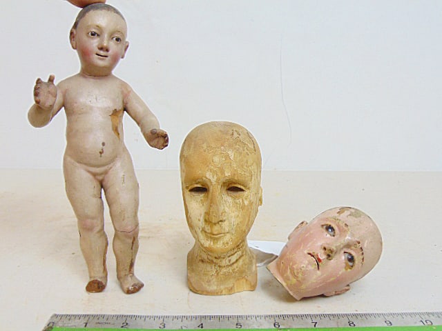 CARVED WOOD, GESSO LOT, FIGURE OF A