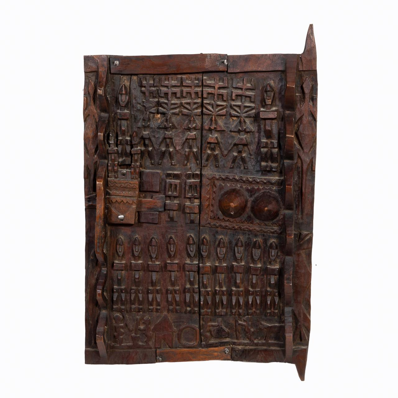 CARVED WOOD GRANARY DOOR, DOGON,