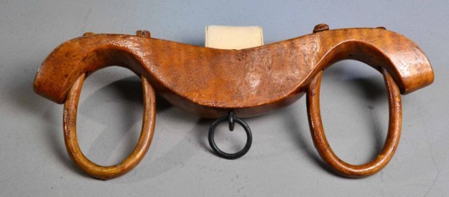 CARVED WOOD & IRON OX YOKE -