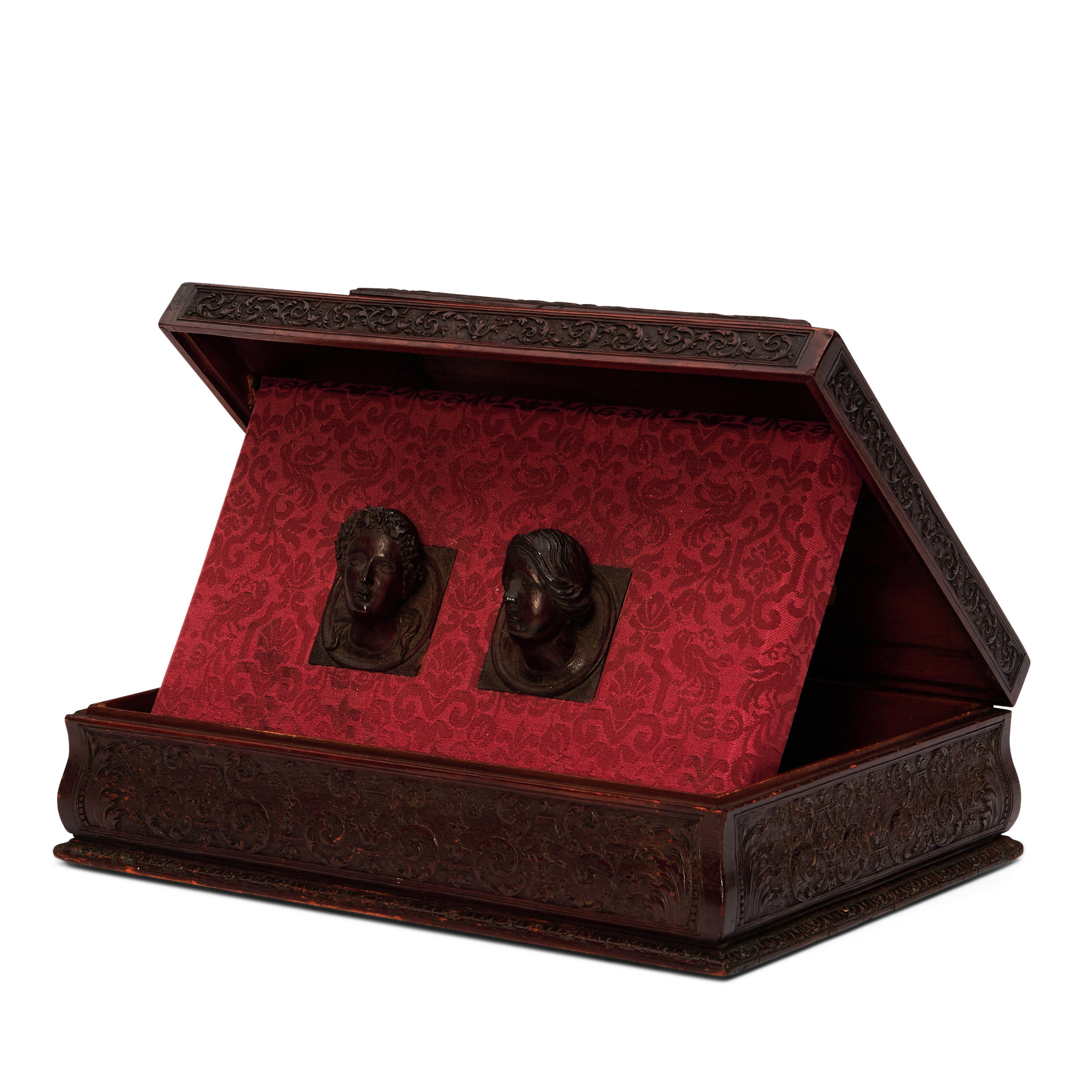 CARVED WOOD LETTER BOX, rectangular