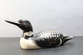 CARVED WOOD LOON BY KEN HOPKIN