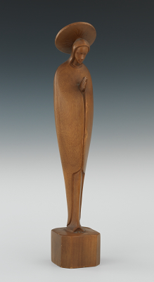 Carved Wood Madonna Sculpture The