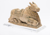 CARVED WOOD NANDI BULL, INDIA<