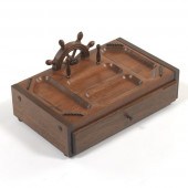 CARVED WOOD NAUTICAL DESK STAN