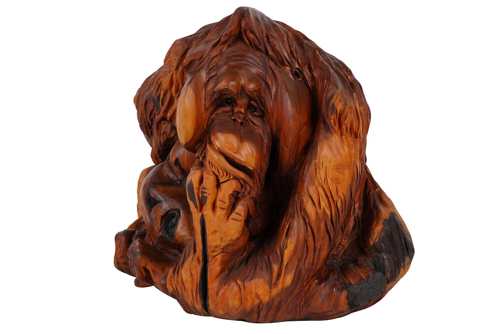 CARVED WOOD ORANGUTANunsigned;