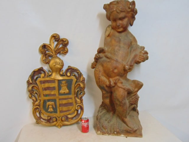 CARVED WOOD & PAINTED ARMORIAL