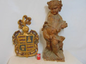 CARVED WOOD & PAINTED ARMORIAL