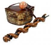 CARVED WOOD PIPE AND HOLDER WI